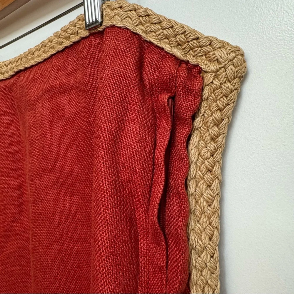 Pottery Barn 100% Linen Jute Braided‎ Trim Pillow Cover 20X20